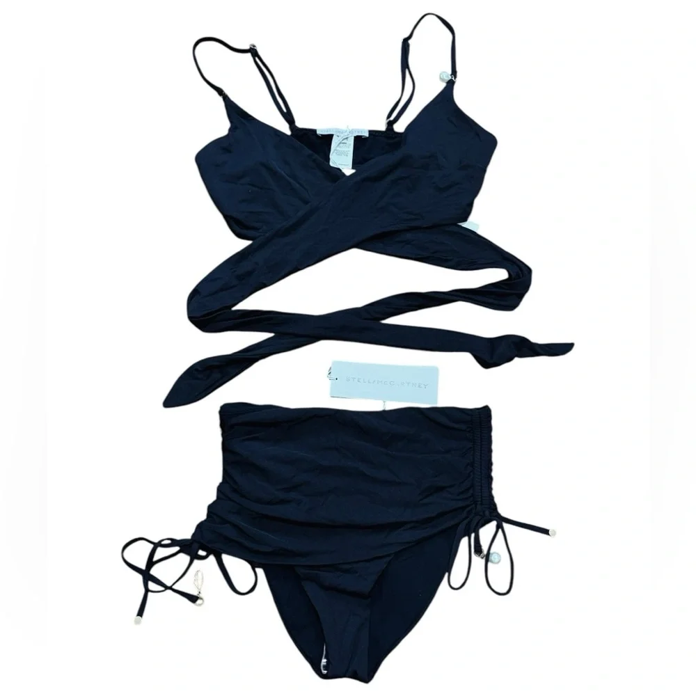 STELLA MCCARTNEY***Black Wrap- Around Bikini Set***Small $378 - Picture 2 of 5